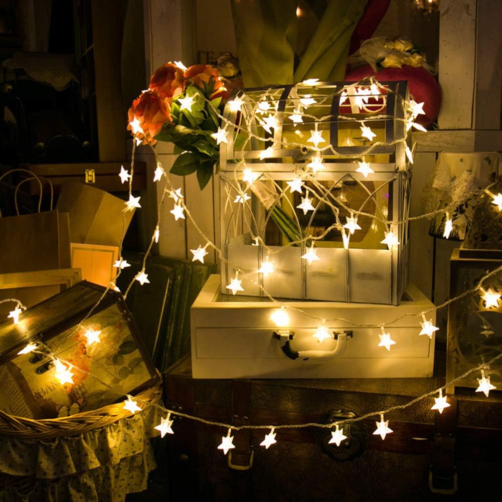 Twinkle Star 100 LED 49 FT Star String Lights, Plug in Fairy String Lights Waterproof, Extendable for Indoor, Outdoor, Ramadan, Wedding Party, Christmas Tree, New Year, Garden Decoration, Warm White: Home Improvement