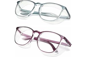 Alsenor Safety Glasses Anti Fog Goggles Protective Eyewear Blue Light Blocking Anti Dust UV Protection Glasses For Men Women (2 Pack(new-blue+new-purple))