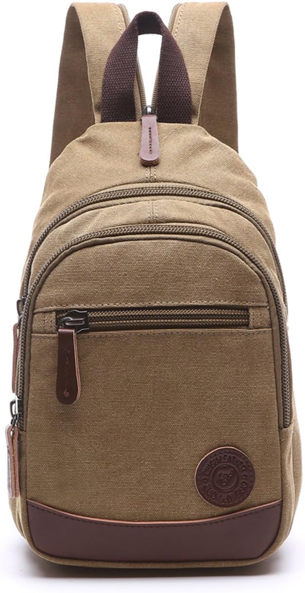 Lightweight Mini Canvas Backpack for Women Girls Purse Small Rucksack Sling Bag (Small, Khaki 2)