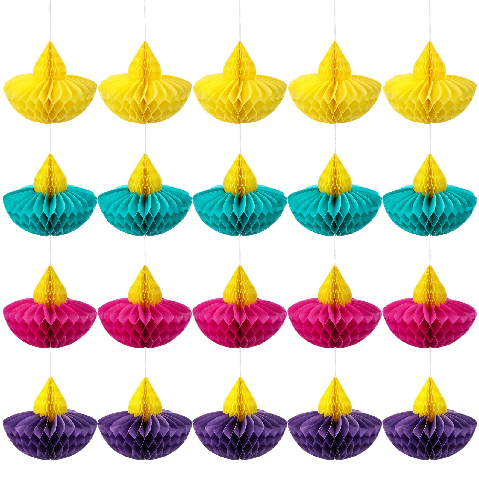 Photo 1 of ***MISSING 4 PCS*****Marspark 20 Pcs Happy Diwali Party Hanging Decoration for Home Diwali Honeycomb Hanging Decorations for Indian Ganesh Diya Deepavali Home Wall Doorway Curtain Decor (Multicolor)