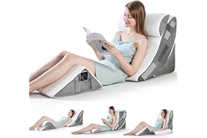 LRGYFA Bed Wedge Pillow, 4PC Adjustable Memory Foam Triangle Wedge Pillow Set For After Surgery, Pillow Wedge For Sleep Apnea, Back Pain Relief, Acid Reflux Relief, Orthopedic Pillow Wedge For Sleeping, Grey