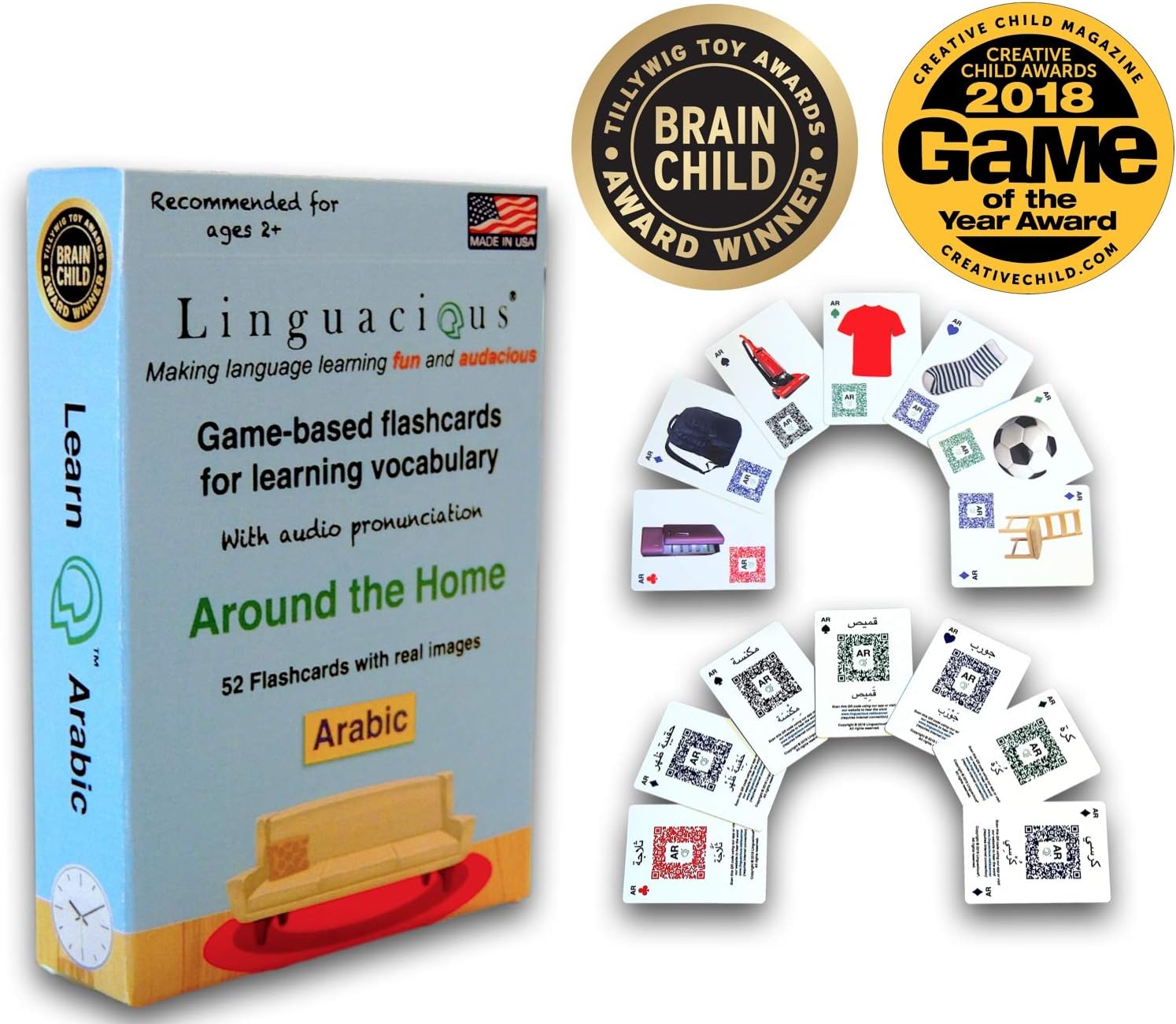 Linguacious Award-Winning Arabic Around The Home Flashcard Game - with Audio!