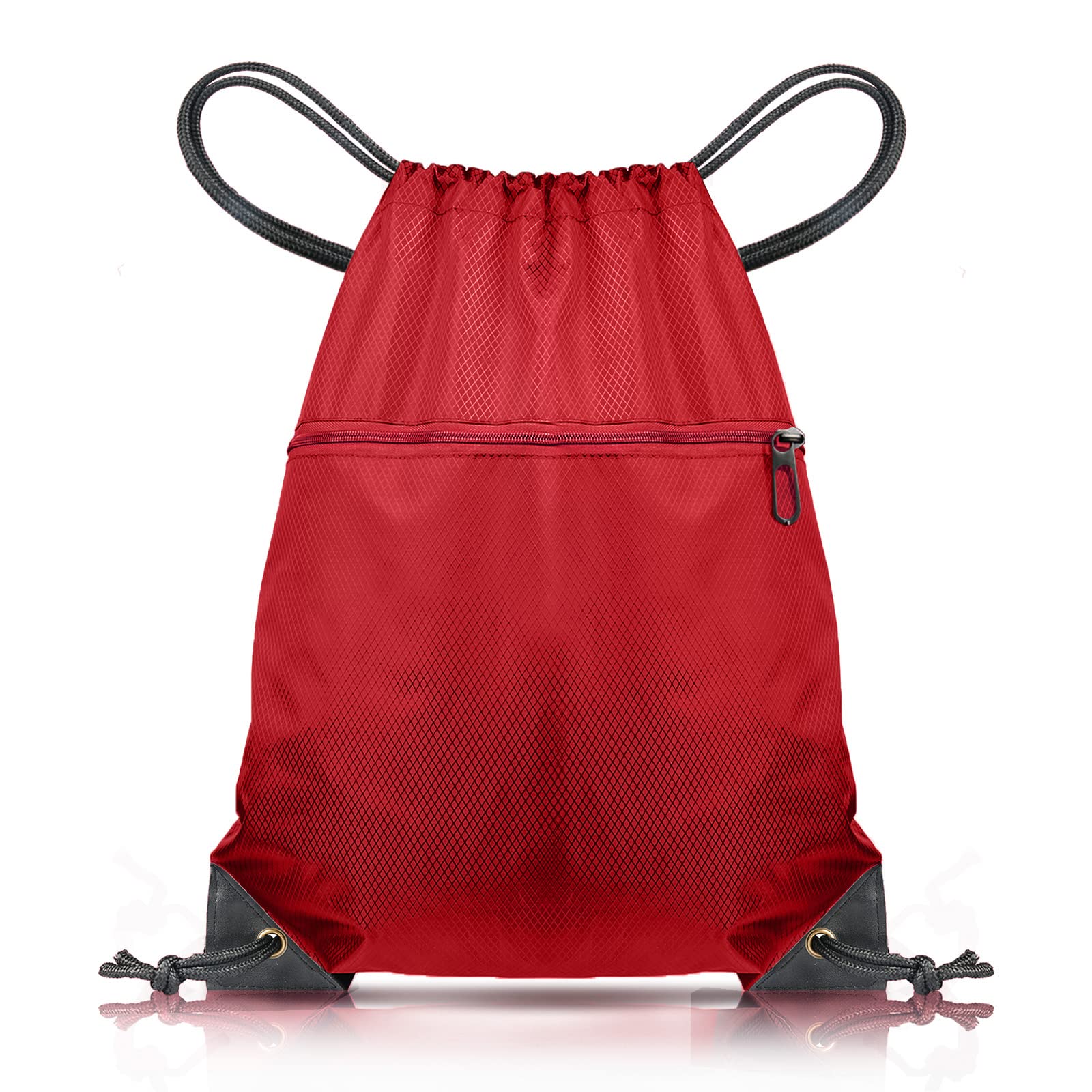 CHEPULA Drawstring Gym Bag, Large Sports Backpack String Swim Drawstring PE Bags for Women Men, Travel Beach Bag with Waterproof (Red)