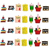 DANUDON Teacher Charms for Jewelry Making, 28PCS Resin School Book Crayon Charms Student Pencil Blackboard Jewelry Charms Pendants, 7 Styles