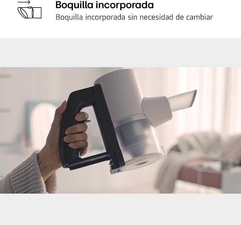 A9C-SLIM1C - Aspirador Escoba CordZero, Aspiradora con Sistema de Compresión de Polvo, Ciclónico, 150W Succión, Boquilla Varias Superficies, Base de Parking, 1.9 Kg, Blanco