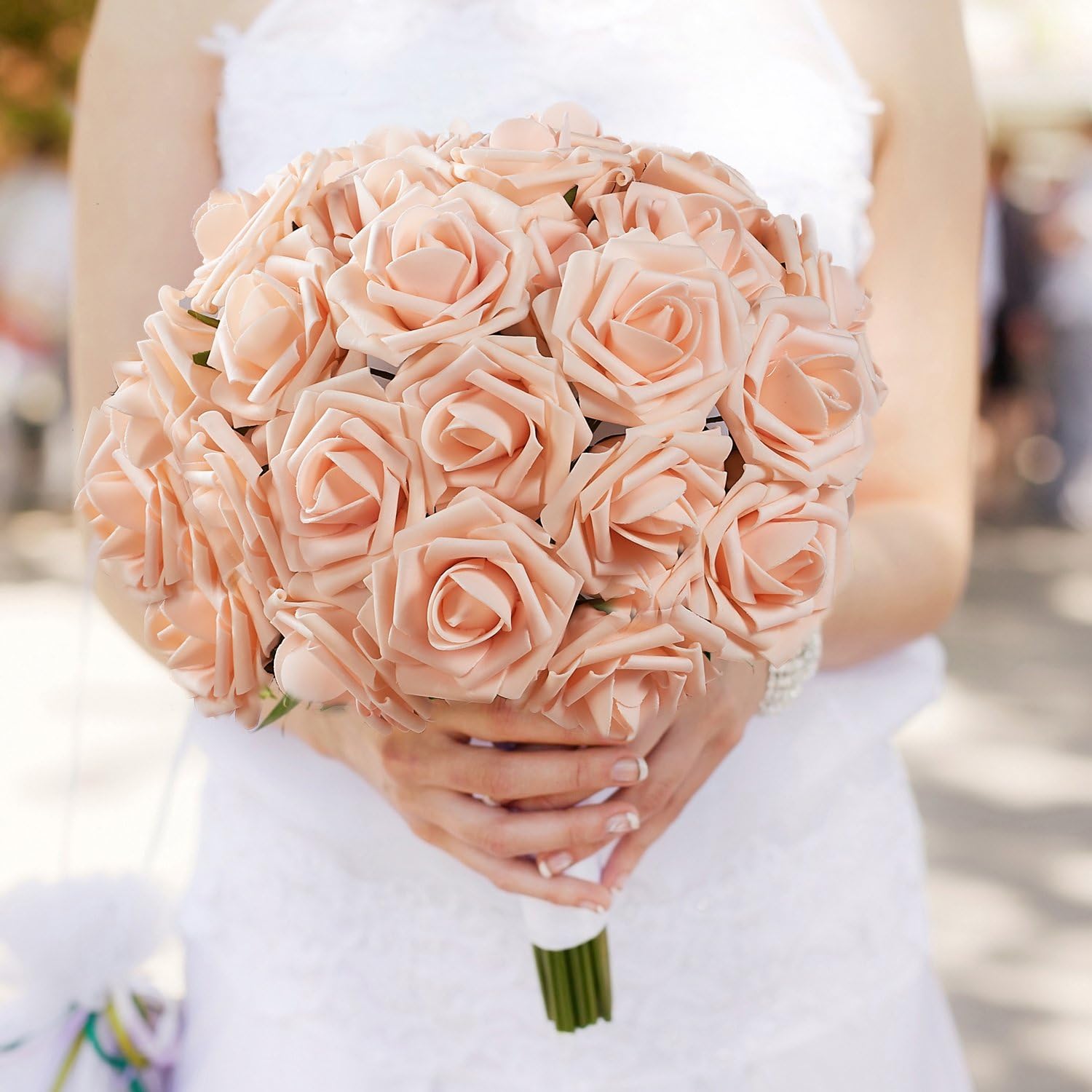 N&T NIETING Artificial Flowers Roses, 25pcs Real Touch Fake Foam Rose DIY for Wedding Bridal Bouquets,Mother's Day - Image 5