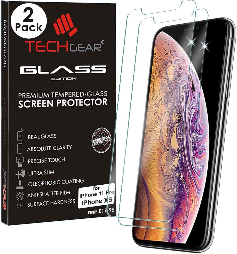 TECHGEAR [2 Pack Glass Screen Protector for iPhone 11 Pro, iPhone XS, X