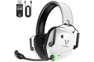 Vakedy Wireless Gaming Headset for PC, PS5, PS4, Mac, Switch, Bluetooth 5.4 Headphones with Noise Cancelling Mic, 2.4GHz USB Dongle, 50mm Driver Stereo Sound, 50H Playtime(White/Black)