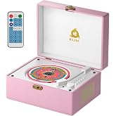 Retro CD Player with Speakers, Bluetooth Receiver, USB, Rechargeable | Features AUX Input and Output Plus Button Controls, Doubles as Charming Home Decor - Pink