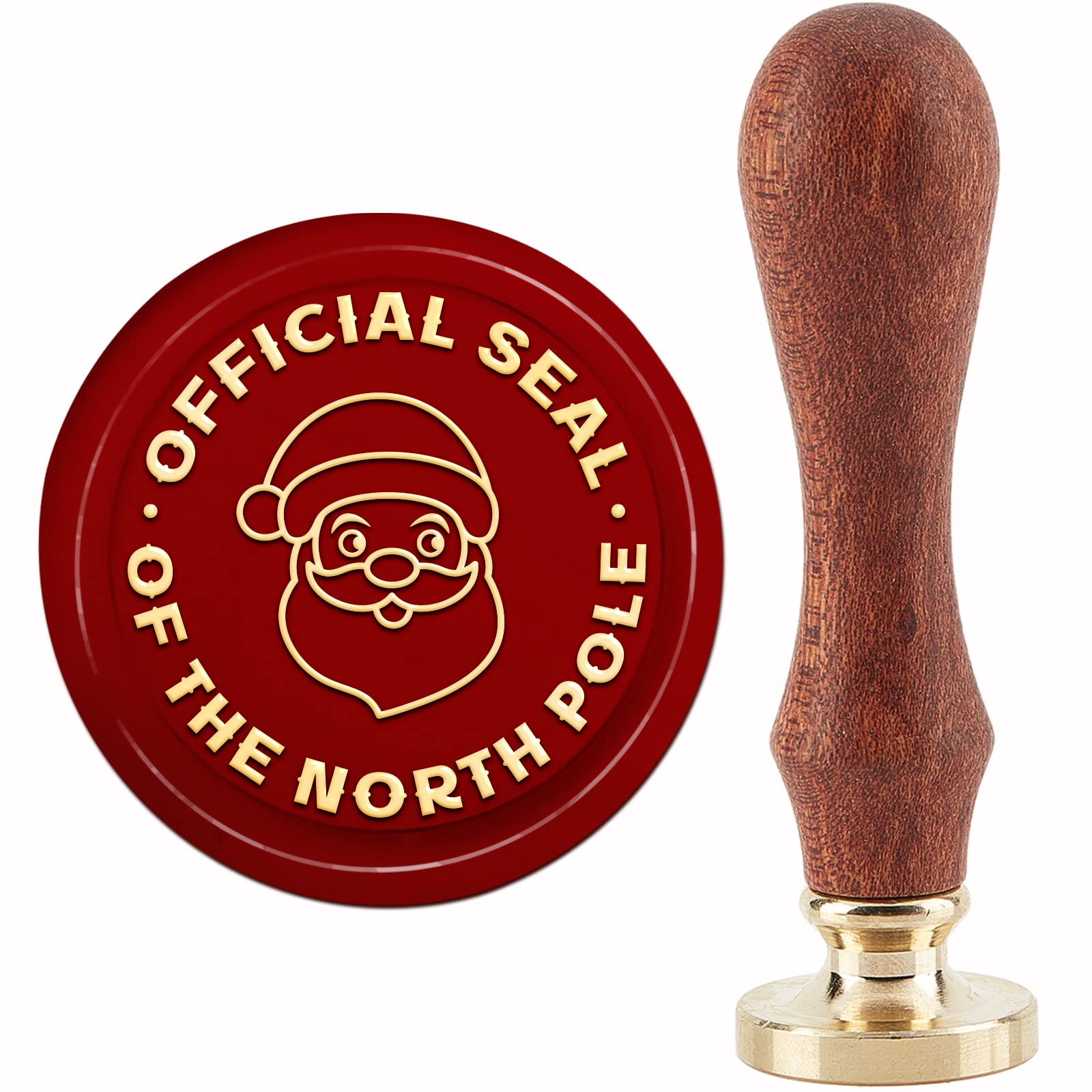 CRASPIRE Official Seal of the North Pole Wax Seal Stamp Santa Claus Sealing Stamp 30mm/1.18inch Removable Brass Head with Wooden Handle for Christmas Invitations Cards Gift Wrap