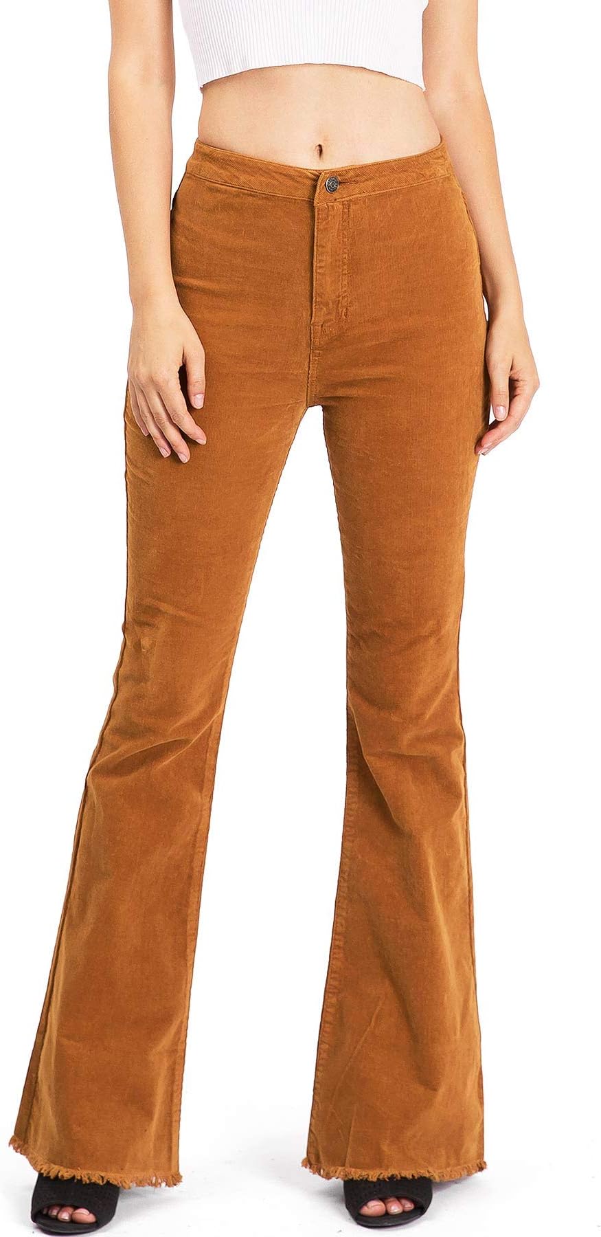 Women's Juniors High Rise Stretchy Retro Flared Bell Bottoms