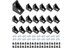 JCSPBYL 2020 Series Aluminum Extrusion Profile Connector with 2028 Corner Bracket, 42pcs T-Slot Sliding Nuts and Hex Screw Bolt Include a Wrench, for 6mm 20S Extruded AL Profile Rail Reinforcing 20 Set