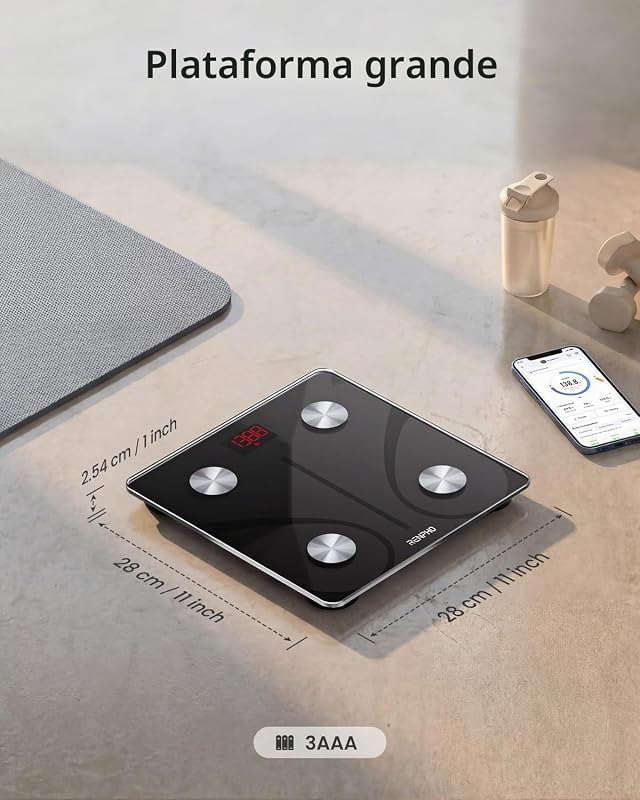 Balança digital de gordura corporal renpho, balança bluetooth inteligente com aplicativo, balança eletrônica analógica com análise corporal, 13 medições de peso de imc visceral e muscular, elis 1