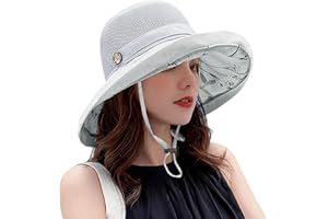 HUAMULAN Women Wide Brim Sun Hats Metal Wired Edge Summer UV Protection Beach Fishing Hat for Hiking Garden Travel Chin Strap