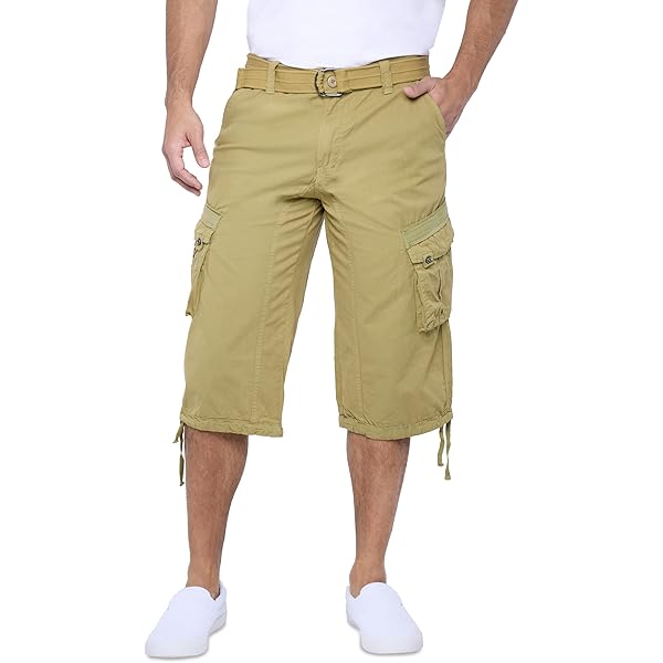 RAW X Mens Belted Cargo Shorts Relaxed Fit Casual Tactical