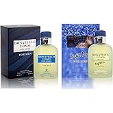 AFLUXE Men’s Cologne Donatello Uomo & Donatello UOMO Milano Light Blue Combo with Tobacco,Bean and Cedar Eau De Toilette Spray,Long-Lasting Perfume for Men Great Holiday Gift, 3.4 Fl Oz Each
