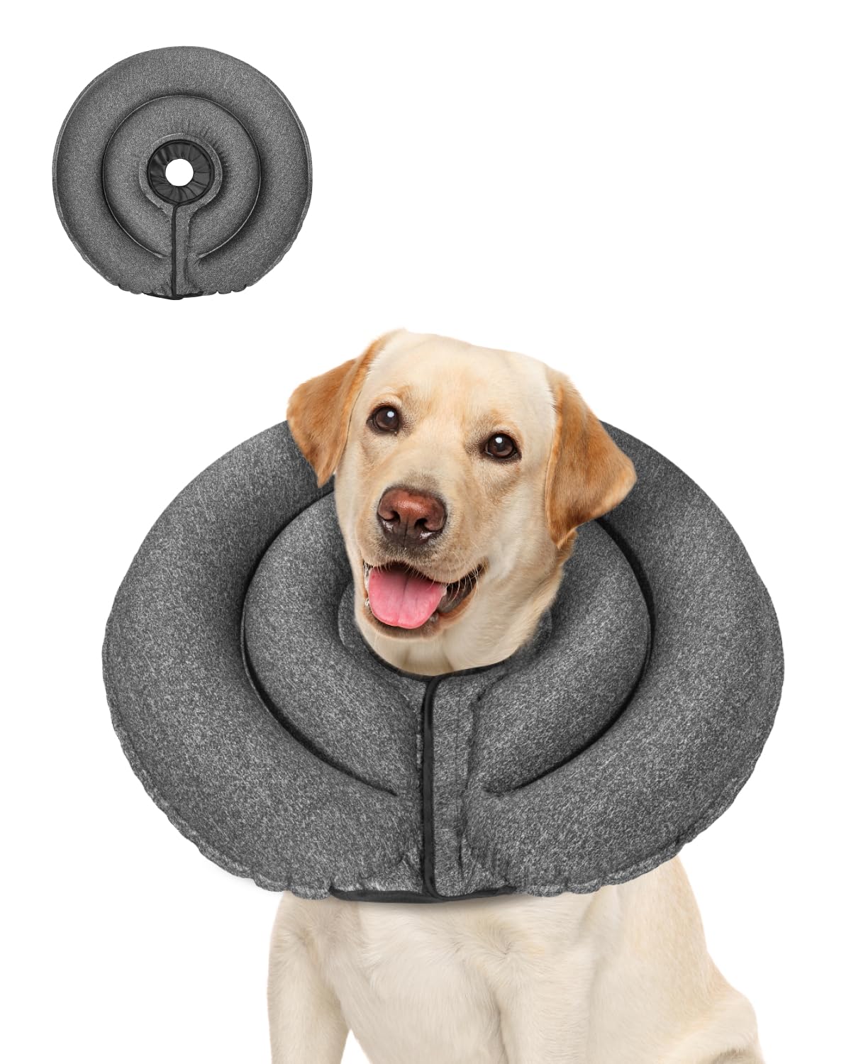 Photo 1 of MIDOG Dog Cone Collar for Large Medium Dogs, Soft Inflatable Dog Cone Alternative After Surgery, Adjustable Protective Recovery Cone - Patented Alternative E Collar Does Not Block Vision (Gray-XL)