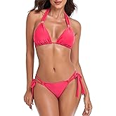 RELLECIGA Women Triangle Bikini Set Push up High Cut Thong 2 Piece Swimsuit
