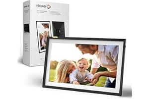 Nixplay Digital Touch Screen Picture Frame with WiFi - 15.6” Photo Frame, Connecting Families & Friends (Black/White Matte)