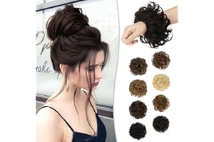 RUWISS Messy Bun Hair Piece Human Hair Messy Rose Bun Hair Buns Hair Piece for Women Real Hair Scrunchies Updo Hair Pieces Bun Extension Ponytail Messy Hair Bun (Darkest Brown)