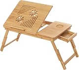 SONGMICS Bamboo Laptop Desk Foldable Bed Table 5 Tilt Angles 55x35 cm view 1