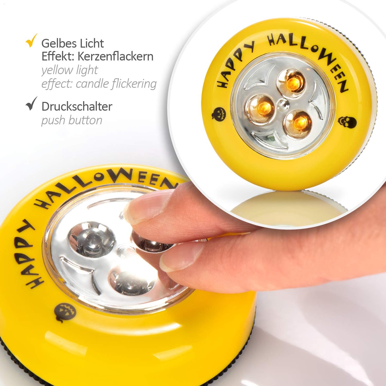 com-four® 2X LED Lights for Halloween, Flashing Pumpkin LED Lights for Hollowed Out and Carved Pumpkins - Image 5
