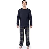 IZOD mens Long Sleeve Jersey Top and Flannel Pants Pajama Sleep Set