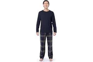 IZOD Men's Long Sleeve Jersey Top and Flannel Pants Pajama Sleep Set