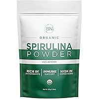 BNLABS Spirulina Powder Organic 225g - 64 Servings 3.5g Serving Size - USDA Certified - RAW Nutrient Dense Over 70% Protein P