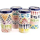 MEXTEQUIL - Talavera Shot Glasses Set of 4 Authentic Mexican Tequila Shot Glasses - Hand-painted - 2 Oz (Colors Lace)