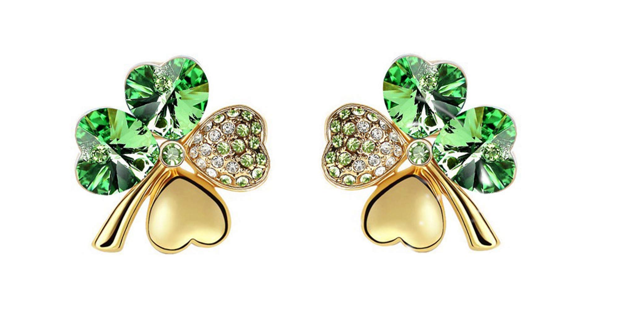 Mall of Style Four Leaf Clover Necklace - Green St.Patrick's Day Earrings for Women - Shamrock Earrings - Irish Jewelry - Shamrock Pin Brooch - Green Clover Necklace, Earrings, Bracelet, Brooch,