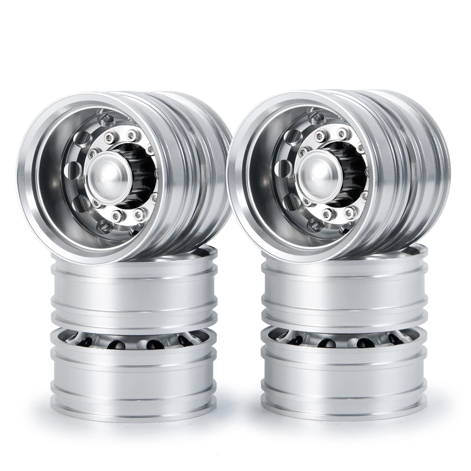 AXspeed Metal Rear Wheel Rims, 4pcs/Set RC Wheel Hubs for 1/14 Tamiya Trailer Tractor Truck Climbing Car