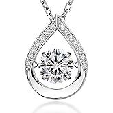 ARINZA Moissanite Necklace for Women, 1 Ct 925 Sterling Silver Dancing Stone Pendant, 18+2 Inch Chain, Valentine’s Day Christmas Gift for Her, Wife, Mom, Anniversary, Birthday