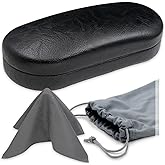 MyEyeglassCase - Large Sunglasses Case - Hard Glasses Case Holder w/Pouch &amp; Cloth - Eyeglass Case Aviator Frames Men &amp; Women