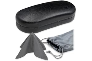MyEyeglassCase - Large Sunglasses Case - Hard Glasses Case Holder w/Pouch & Cloth - Eyeglass Case Aviator Frames Men & Women