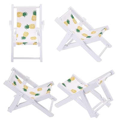 Buy Jetec Mini Beach Wooden Chair Foldable House Model Toys Cell Phone Holder Longue Deck Chair Decoration For Dollhouse Mini Furniture Accessories Indoor Outdoor Flamingo Pineapple Palm Leaf Rudder Online In Italy