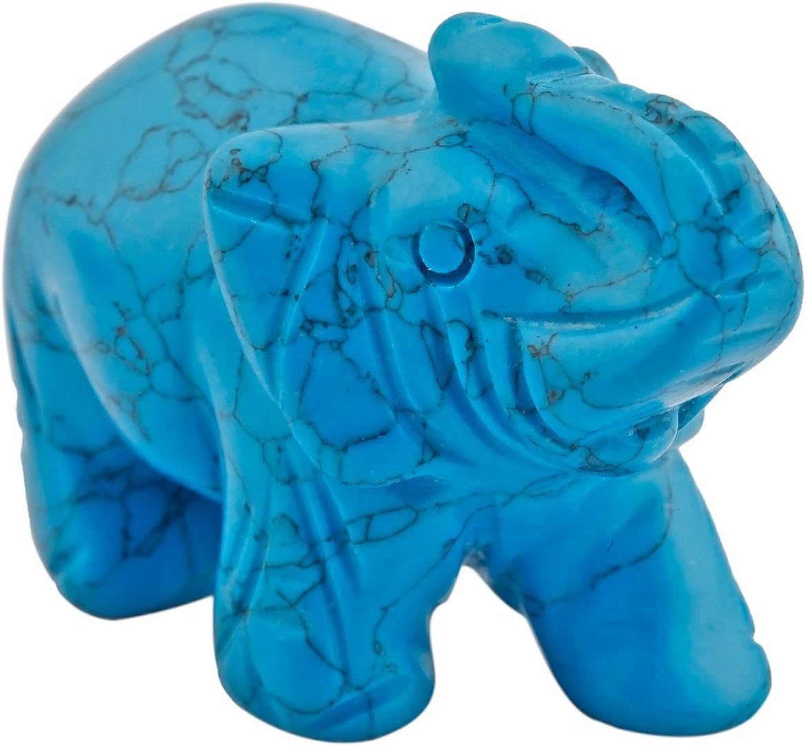 mookaitedecor Blue Howlite Turquoise Elephant Ornament Figurine,Healing Crystal Energy Gemstone Reiki Statue Home Decor,1.5 Inches - Image 3