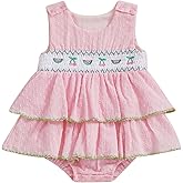 Emmababy Baby Girl Summer Clothes Cherry Romper Dress Smocked Tutu Bodysuit Ruffle Sleeveless Cherry Dresses Infant Outfits