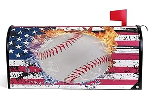 Vdsrup American Flag Baseball Mailbox Covers Magnetic Memorial Day 4th of July Mailbox Cover Patriotic Mailbox Wraps Post Letter Box Cover Garden Decorations Standard Size 18" X 21"