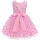 IDOPIP Toddler Baby Girls Sequin Butterfly Tutu Dress Princess Birthday Party Pageant Flower Girl Wedding V-Backless Dresses