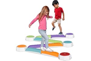 Acorn Avenue Balance Beam and Toddler Stepping Stones for Kids 13 Pieces, Jumping Stepping Stones Balance Beam, Sensory Play Toys for Toddlers, Indoor or Outdoor Play, Easy Stackable Storage