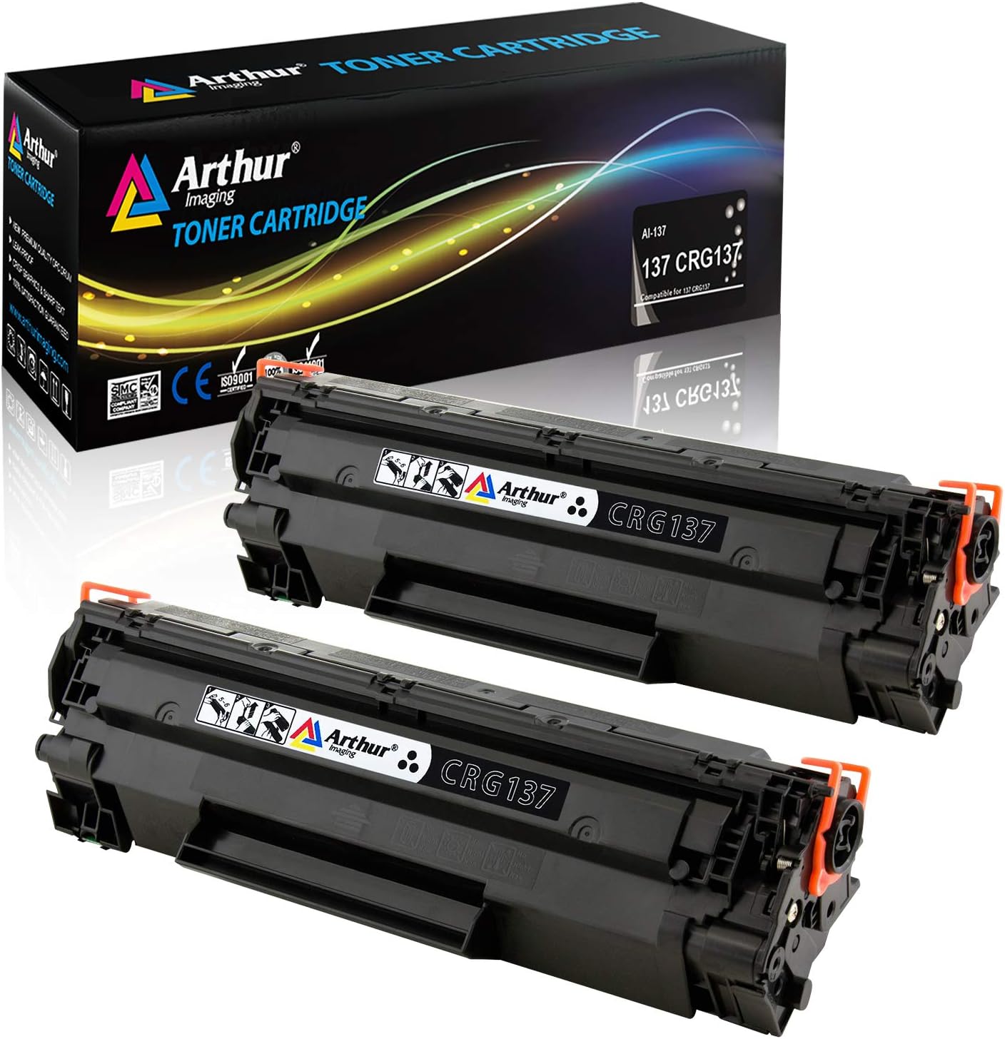 Arthur Imaging Compatible Toner Cartridge Replacement for Canon 137 (9435B001AA) (Black, 2-Pack)