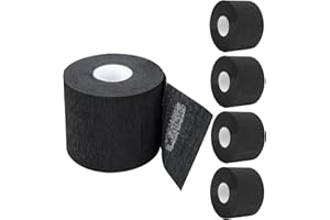 Barber Neck Strip 5 Rolls, ooloveminso Barber Accessories Barbershop Salon Supplies, Disposable Stretchy Neck Strip Hair Edge Paper for Haircuting Styling 500 Strips (Black)