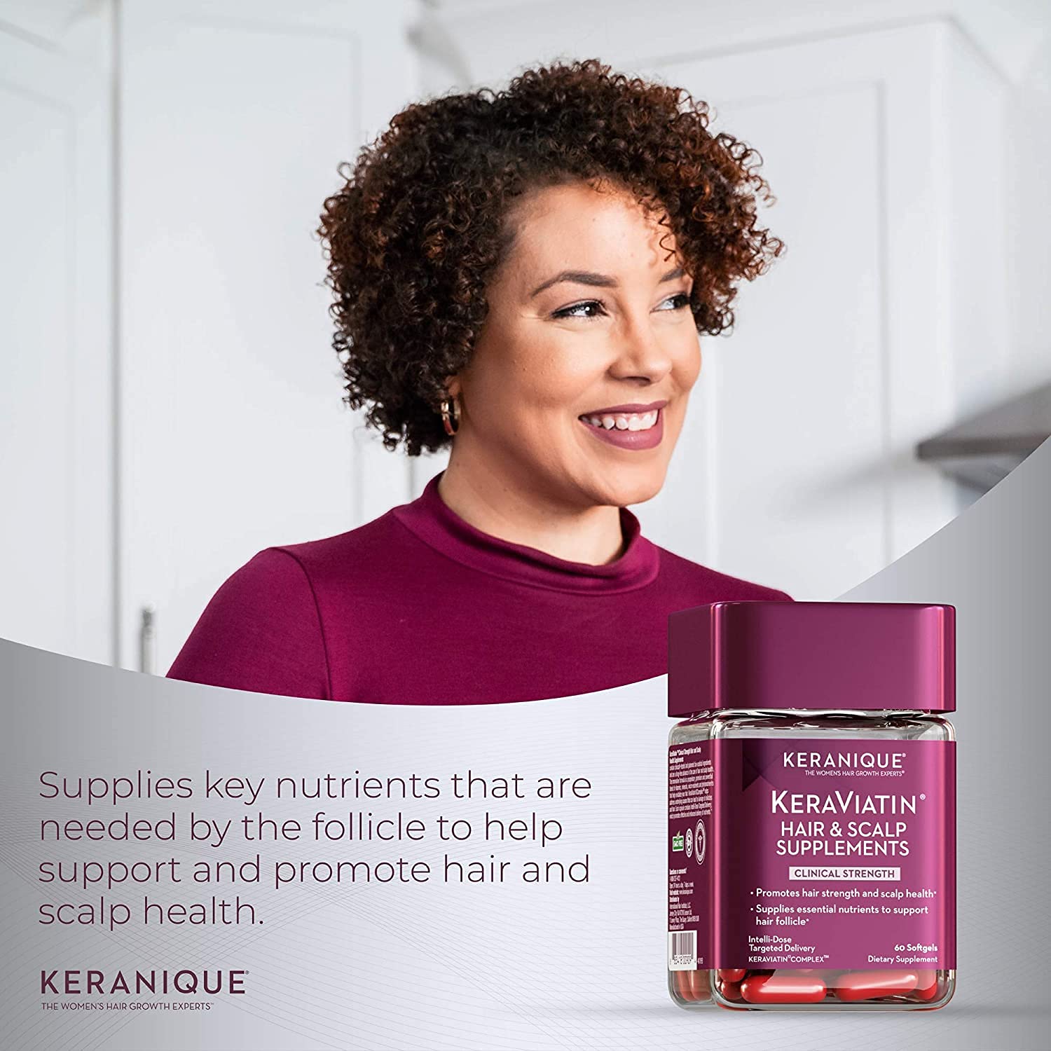 Keranique Hair Growth and Repair System - Clinically Proven KeraViatin Hair Growth Vitamins [Biotin, Vitamin B, Curcumin] and Lift and Repair Treatment Spray for Instant Volume [30 Days] : Beauty