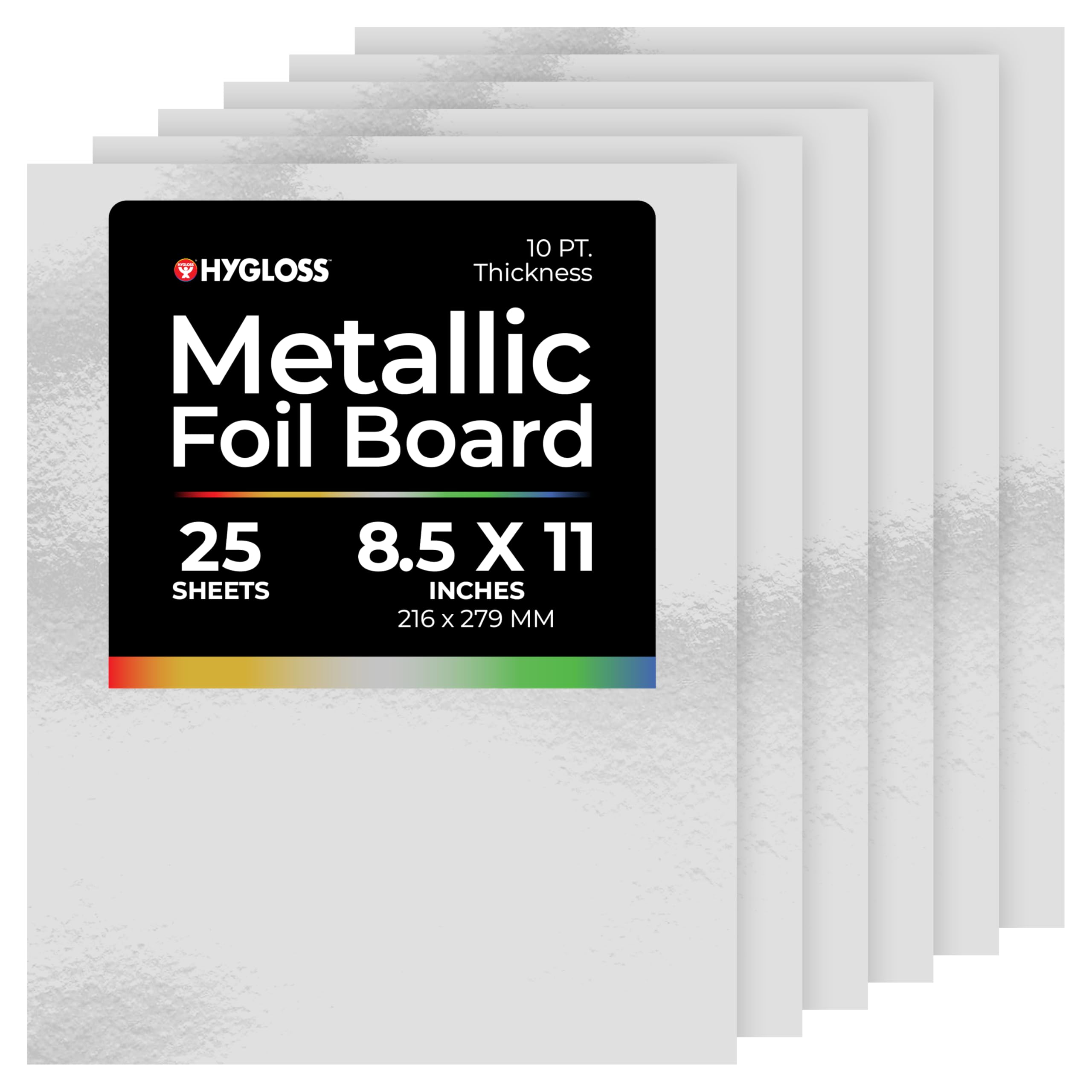 Hygloss Products Metallic Foil Board-8.5 x 11-Inch-Silver-25 Count for Arts & Crafts, Classroom Activities & Artists, Paper, Silver, 8.5 x 11