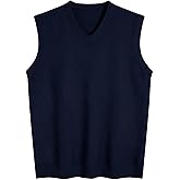 Amussiar Men's Casual Sweater Vest V-Neck Slim Fit Sleeveless Sweater Knitted Pullover Vest