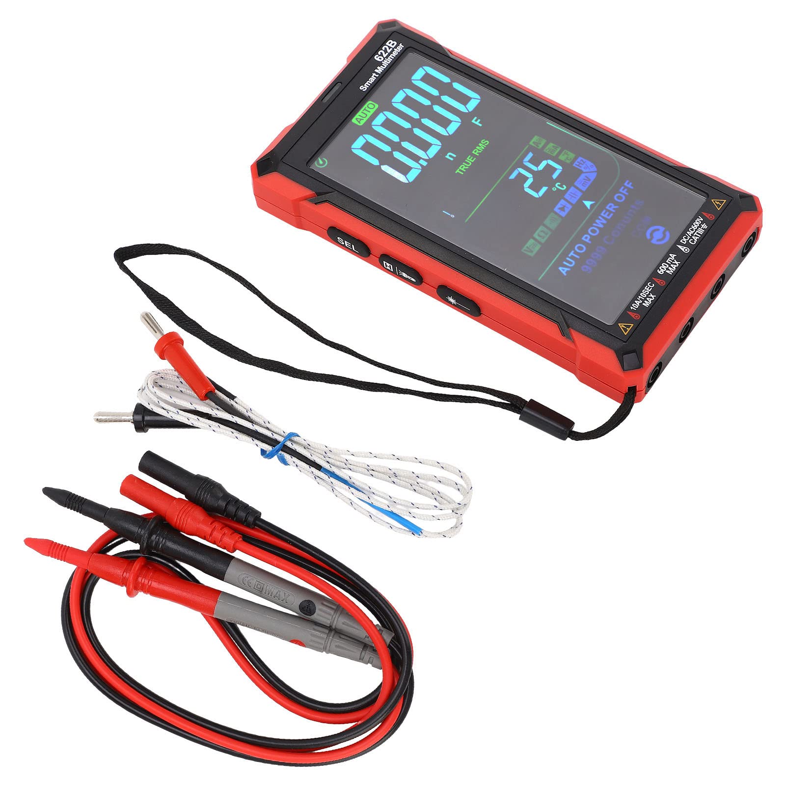 Digital Universal Meter, 622B Touch Controlled Ultra Large Screen Multimeter, Intelligent Anti Burn, for Fully Automatic Electricians, Rechargeable, High Accuracy, Non Burning Tester