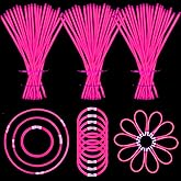 YOFOBU 150 PCS Pink Glow Sticks Bracelets Necklaces 8" Glowsticks Bulk with Connectors Glow In The Party Supplies Glowing Neon Party Favors for Mother's Day 4th of July Gender Reveal Wedding Birthday