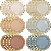 Tiangrid 48 Pcs Morandi Color Paper Plates 9 Inch Pastel Scalloped Disposable Colored Boho Dinner Dessert Paper Plates for Birthday Wedding Bridal Party Supplies, 6 Colors