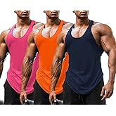 Babioboa Men's 3 Pack Gym Workout Tank Tops Y-Back Muscle Tee Stringer Bodybuilding Sleeveless T-Shirts